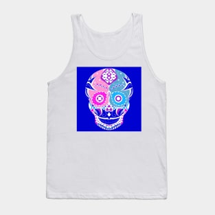 blue candy skull mexican ecopop pattern smile Tank Top